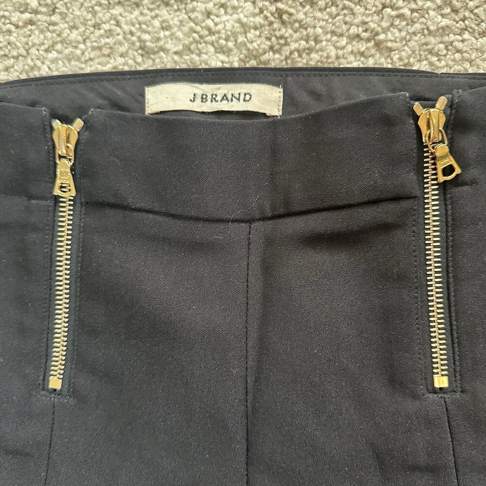J Brand Pants Women’s 2 Black Skinny Ankle Wool Blend Pants With Gold Zippers - Picture 7 of 11